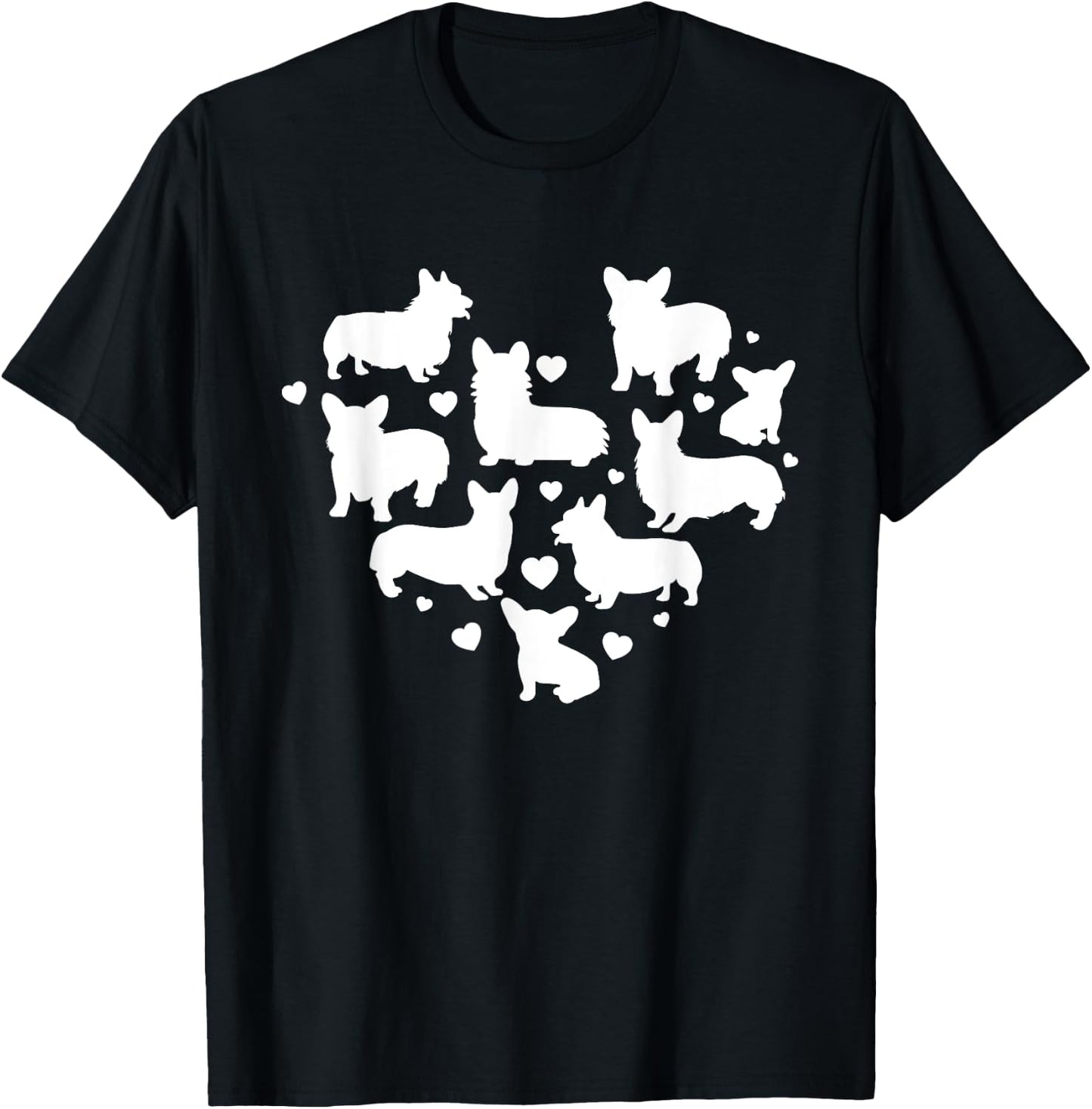 Corgi Valentines Day Shirt Cute Dog Heart Lover Mom Gift Women T-Shirt - T-Shirt | Black