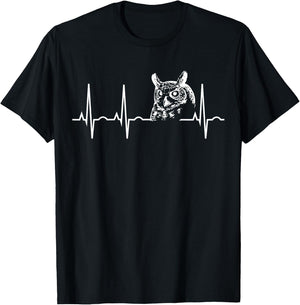 Great Horned Owl Shirt -Owl Lover Heartbeat Gift T-Shirt - T-Shirt | Black