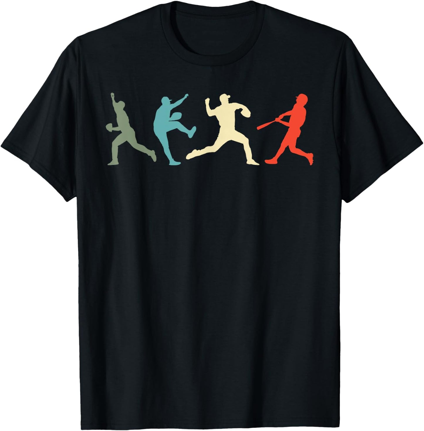 Baseball Vintage Catcher Pitcher Batter T-Shirt - T-Shirt | Black