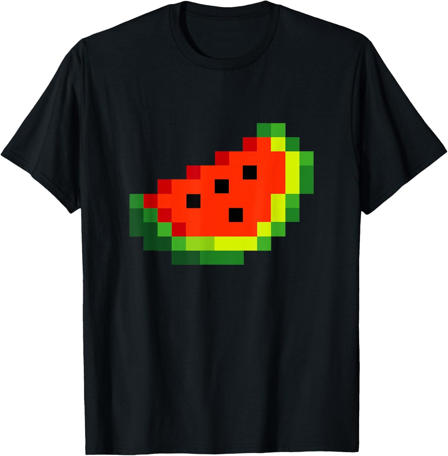 Funny Pixel Watermelon - Retro 8-Bit Arcade Gamer Fruit T-Shirt - T-Shirt | Black