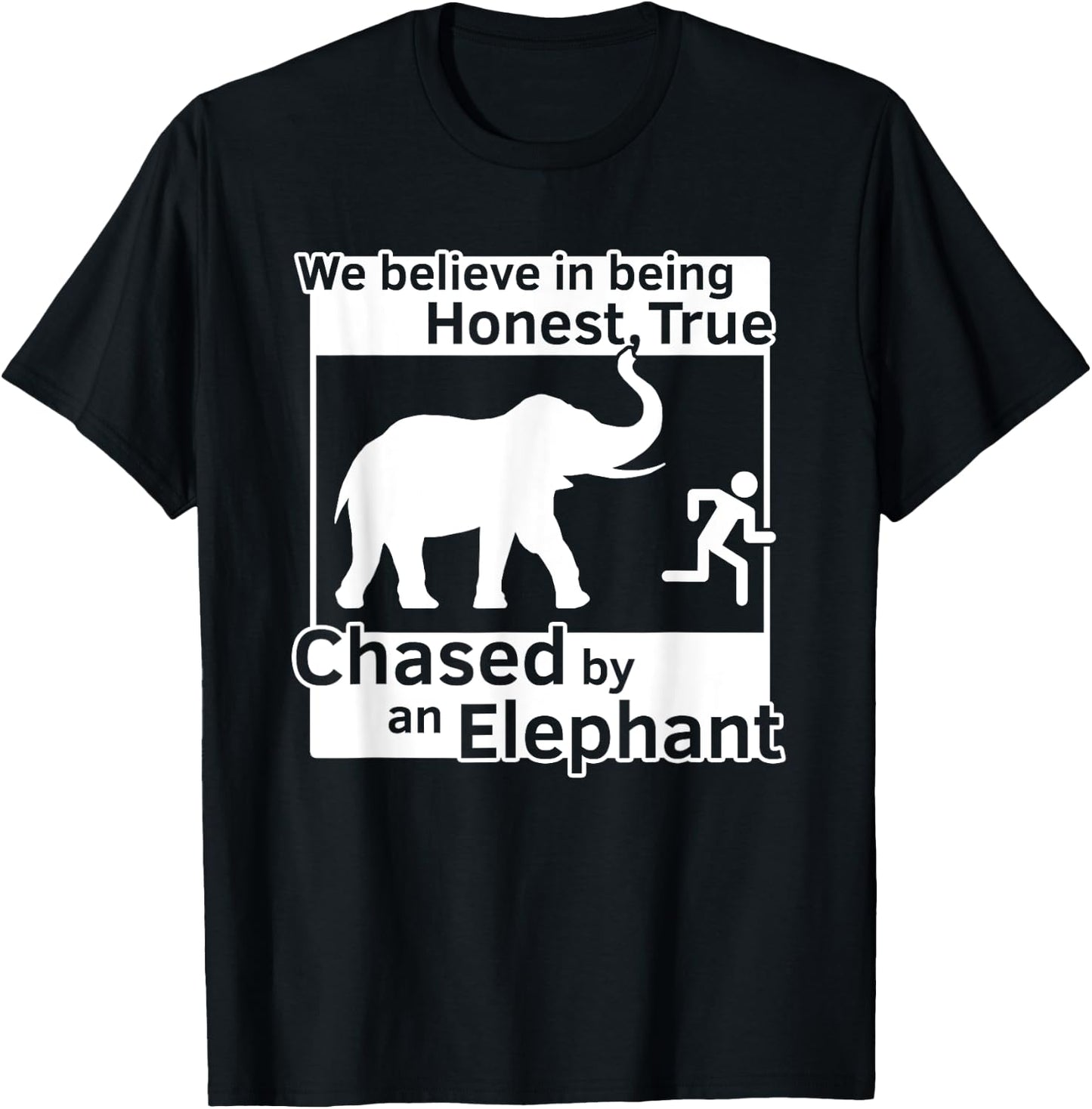 13th Article of Faith Funny LDS Chased By An Elephant T-Shirt - T-Shirt | Black