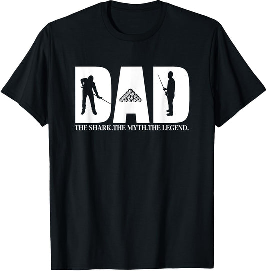 Dad The Shark The Myth The Legend Men's Pool Player T-Shirt - T-Shirt | Black