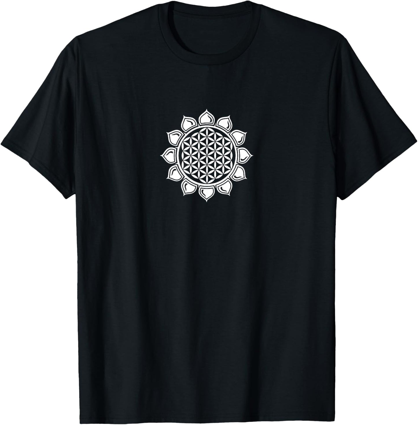 Flower of Life Sacred Geometrie Yoga Balance Harmony Symbol T-Shirt - T-Shirt | Black