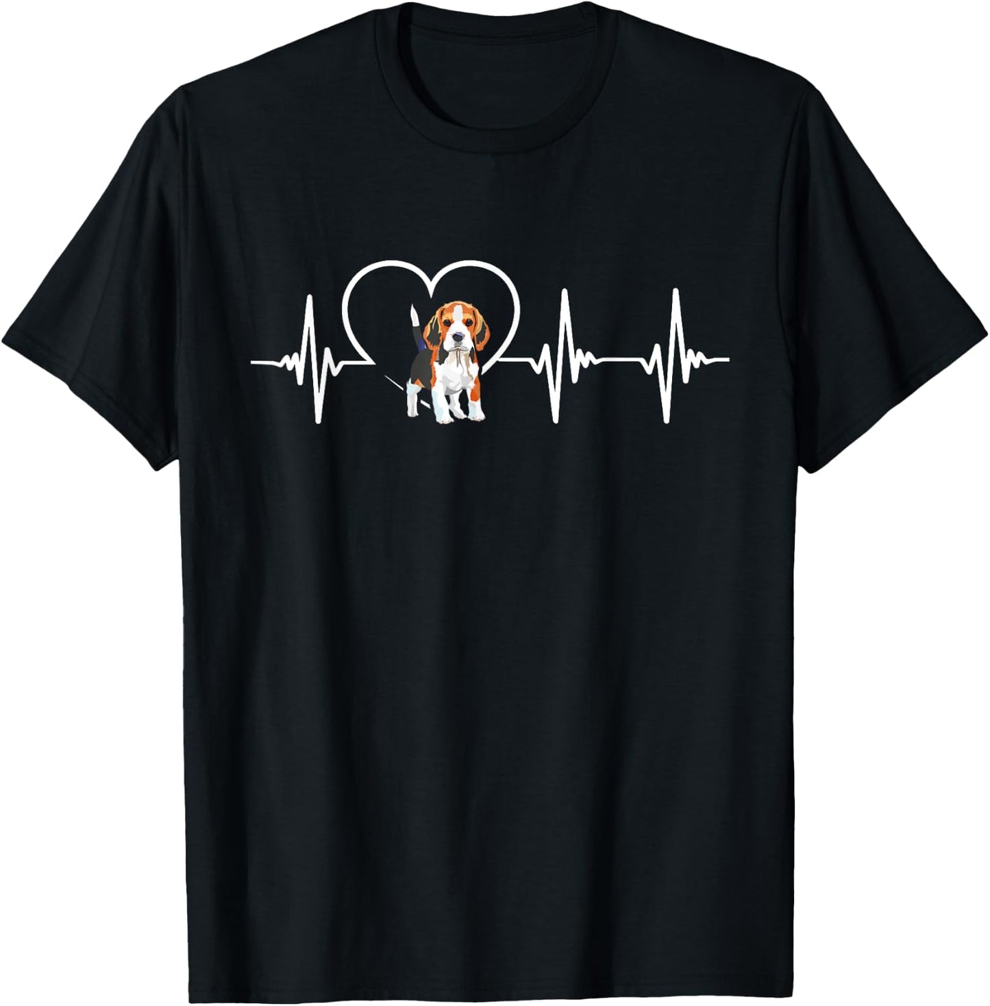 Beagle Heartbeat Love Beagle T-Shirt - T-Shirt | Black
