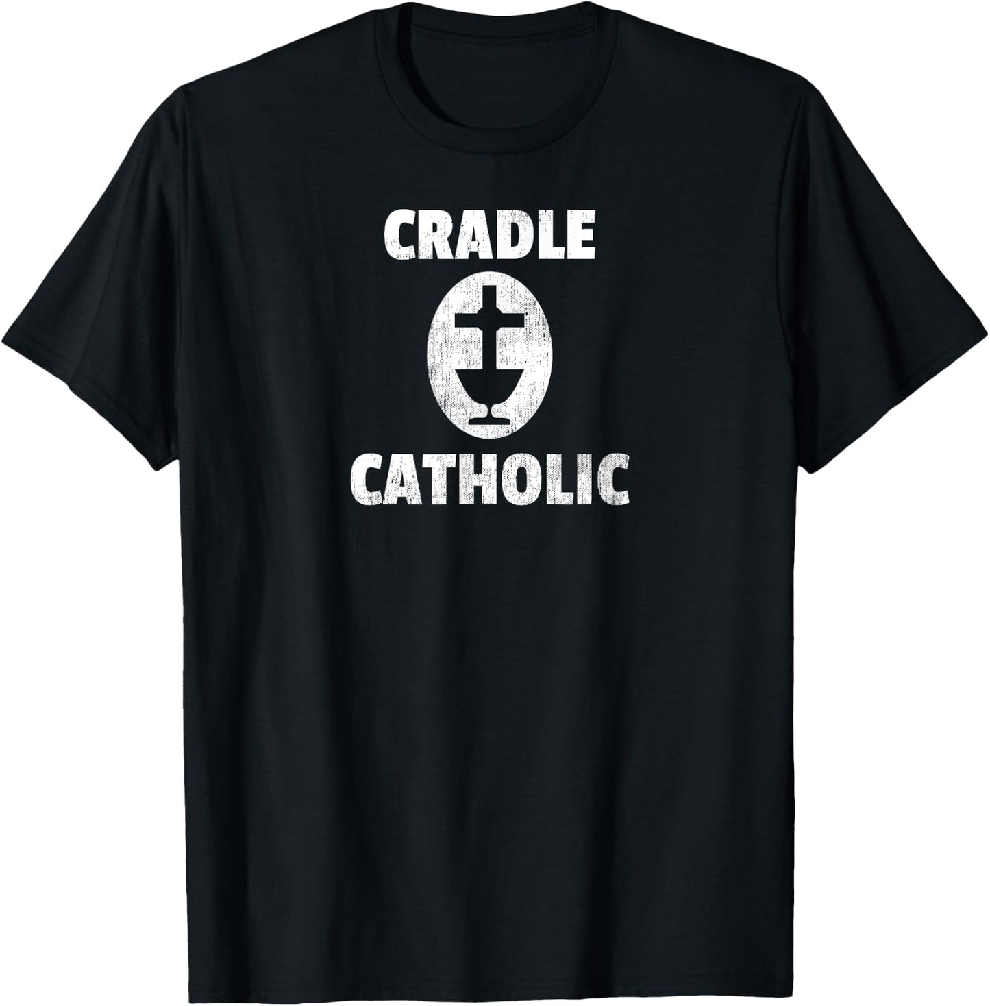 Cradle Catholic Vintage Chalice & Cross T-Shirt - T-Shirt | Black