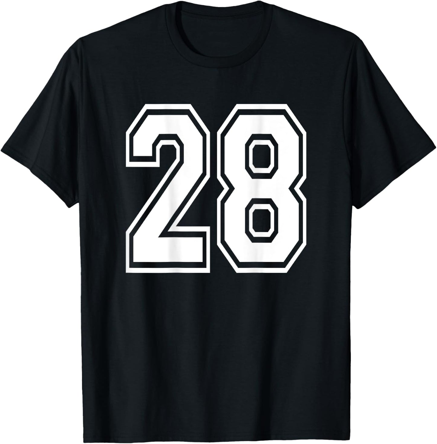 Number 28 Sports Player Number BACK Of Shirt Only T-Shirt - T-Shirt | Black