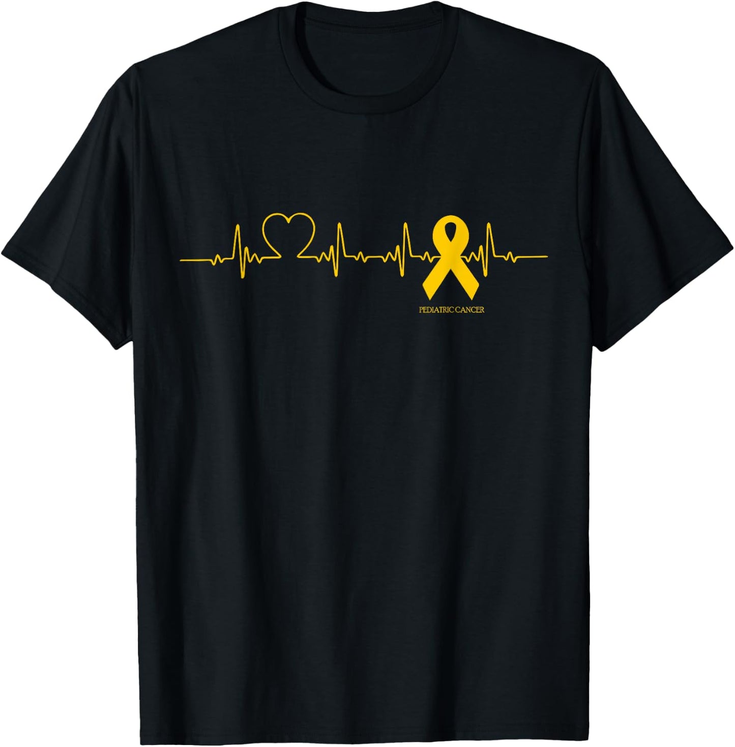 Pediatric Cancer Shirt Cancer Heartbeat Gift Kids T-Shirt - T-Shirt | Black