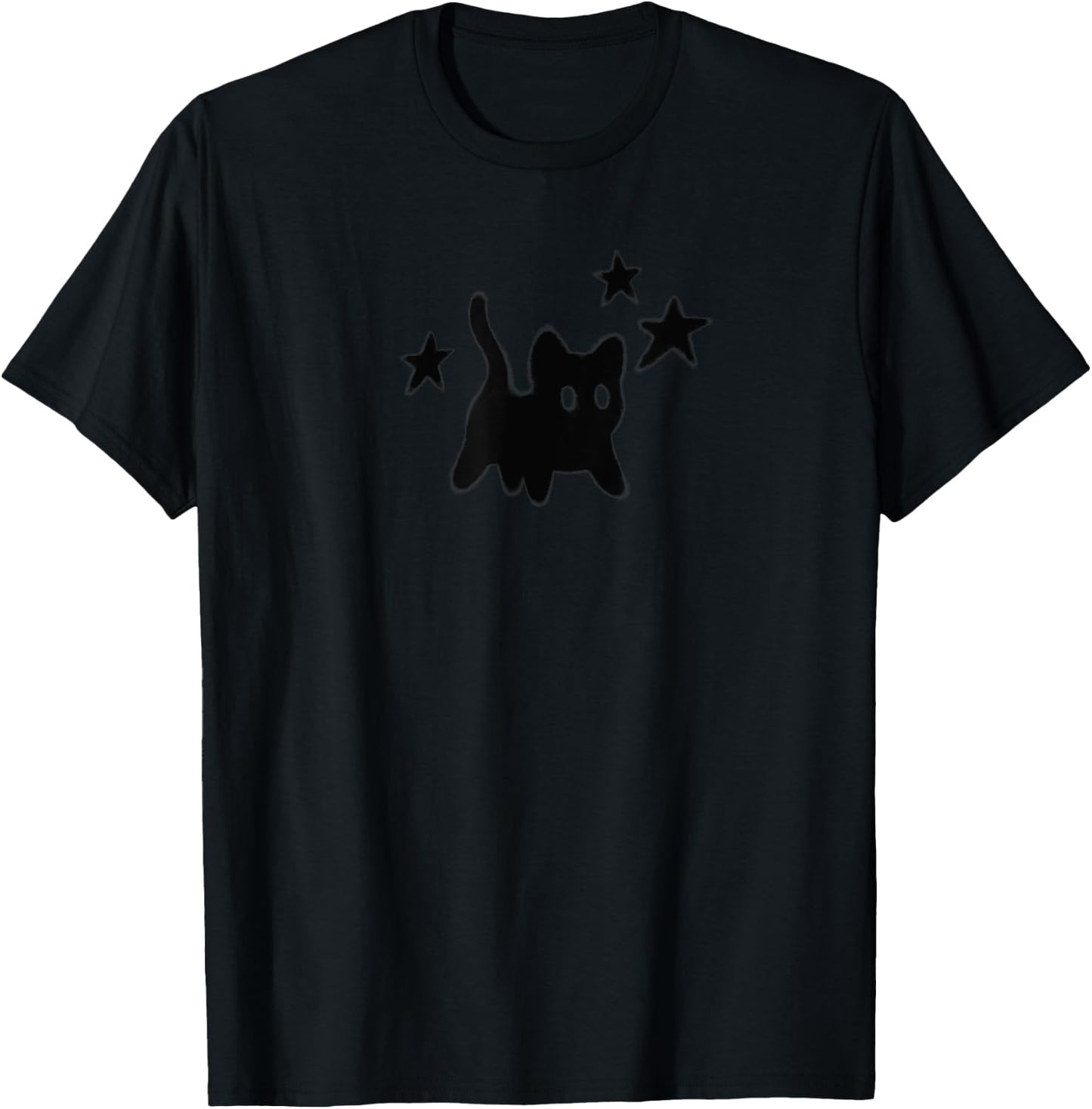 Y2K 90s Scary Cat Tomcat is Scared under Starry Women Girls Kids T-Shirt - T-Shirt | Black