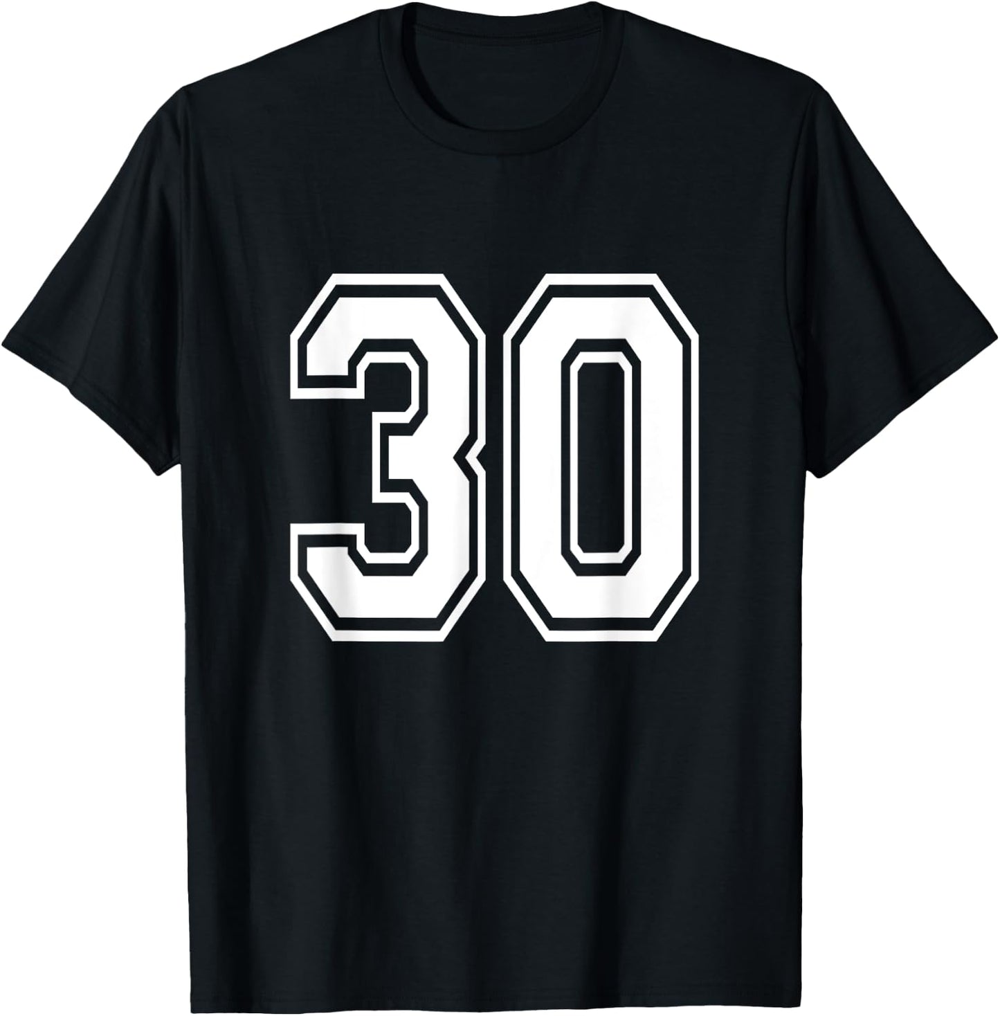 Number 30 Birthday Varsity Sports Team Jersey T-Shirt - T-Shirt | Black