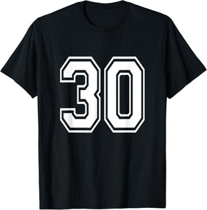 Number 30 Birthday Varsity Sports Team Jersey T-Shirt - T-Shirt | Black