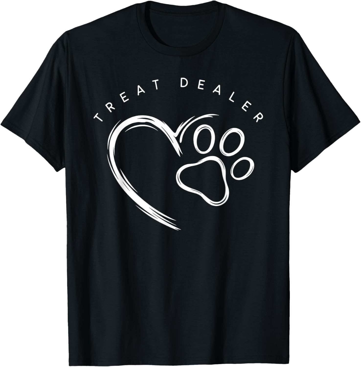 Treat Dealer Dog Lover Cute Paw Print -Adult Black Small T-Shirt - T-Shirt | Black