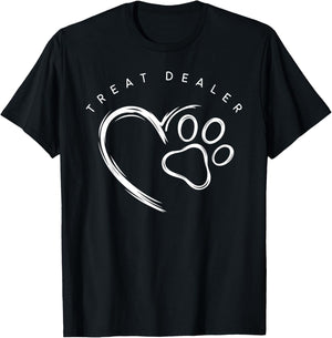 Treat Dealer Dog Lover Cute Paw Print -Adult Black Small T-Shirt - T-Shirt | Black