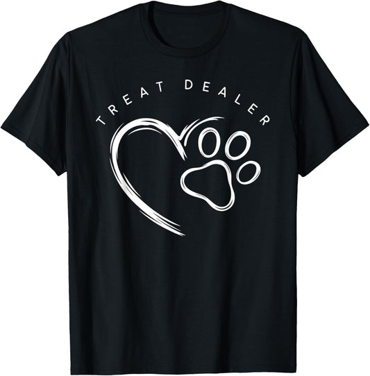 Treat Dealer Dog Lover Cute Paw Print -Adult Black Small T-Shirt - T-Shirt | Black