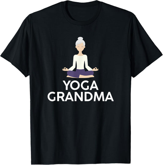 Yoga Grandma - Cool Meditating Grandmother T Shirt T-Shirt - T-Shirt | Black