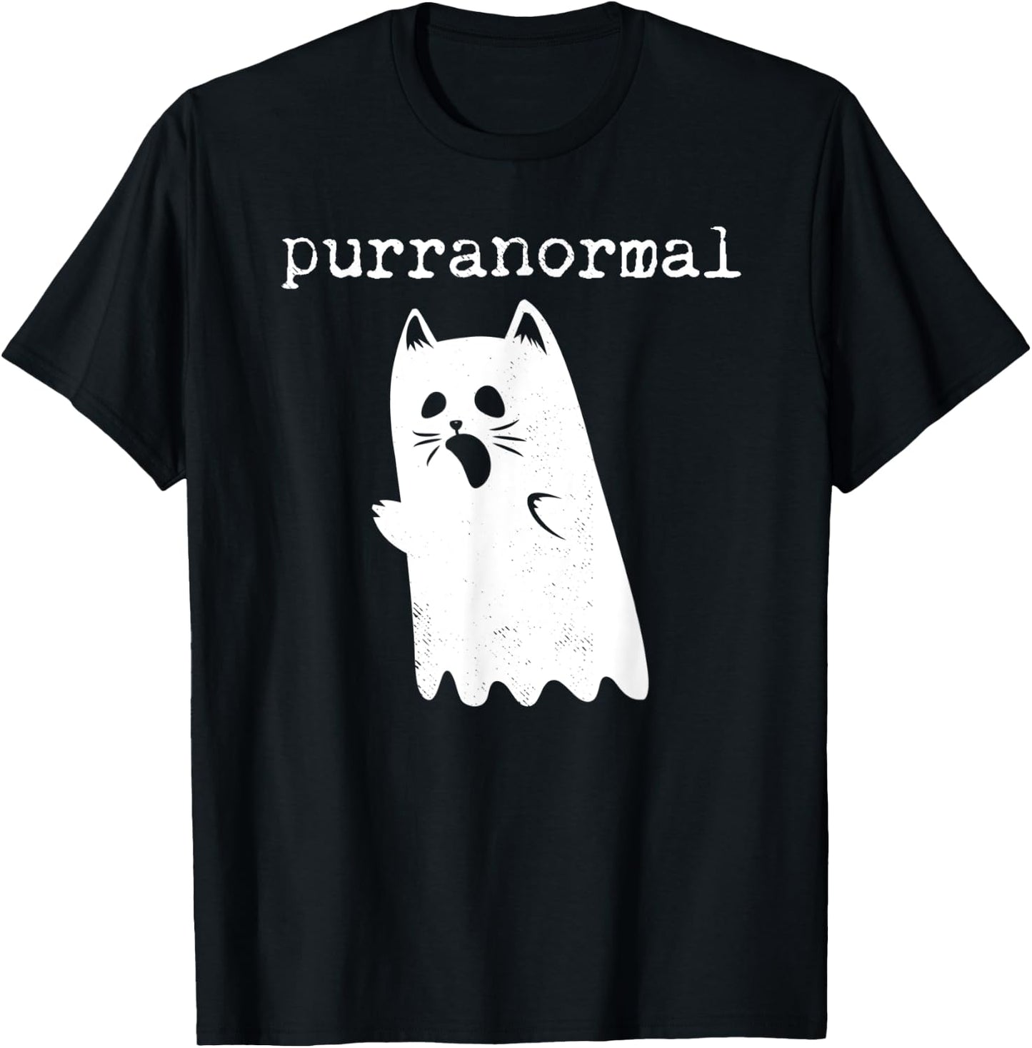 Purranormal Funny Cat Halloween T Shirt Paranormal Ghost Women Kids T-Shirt - T-Shirt | Black