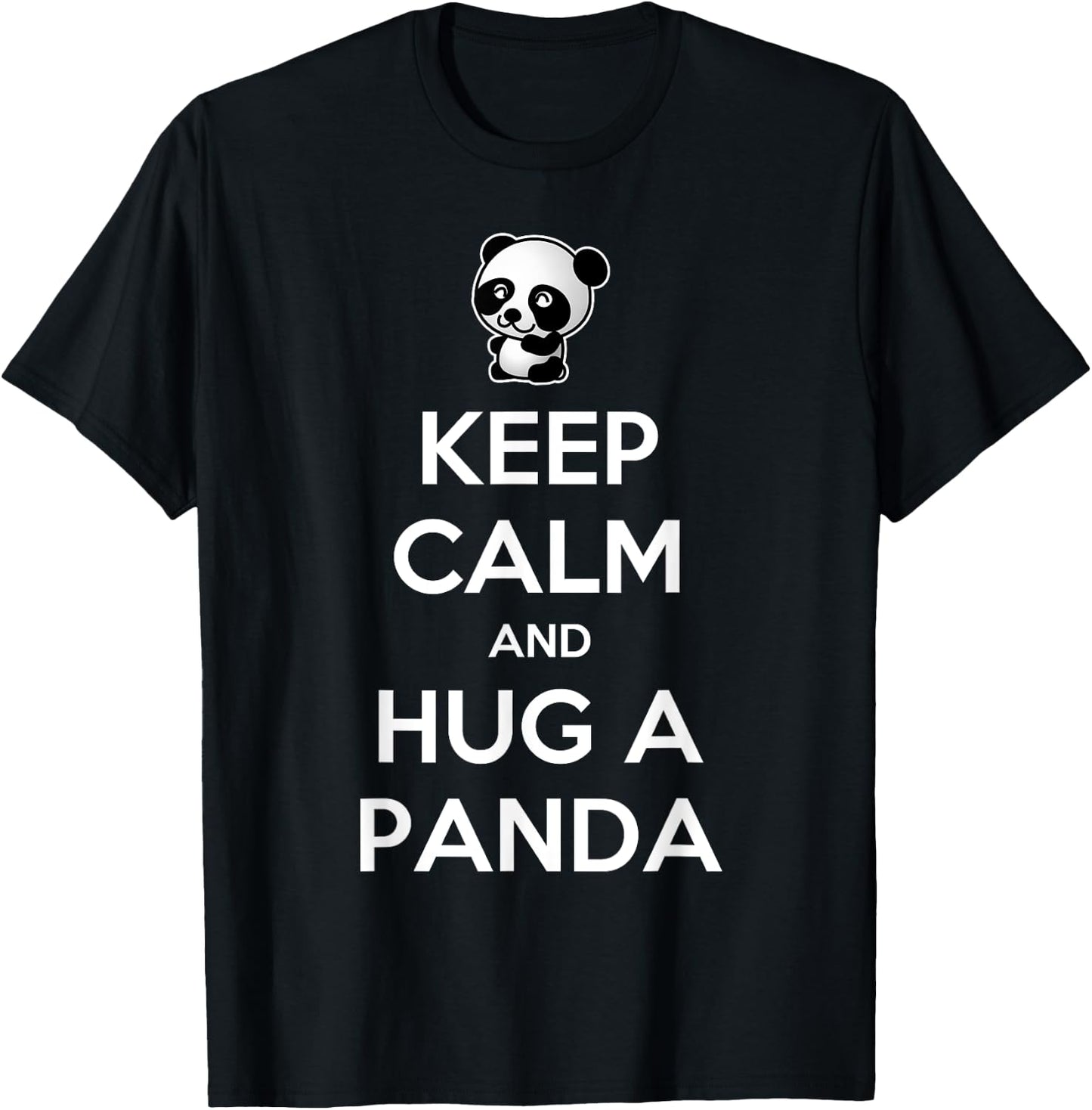 Keep Calm And Hug A Panda Christmas T-Shirt - T-Shirt | Black