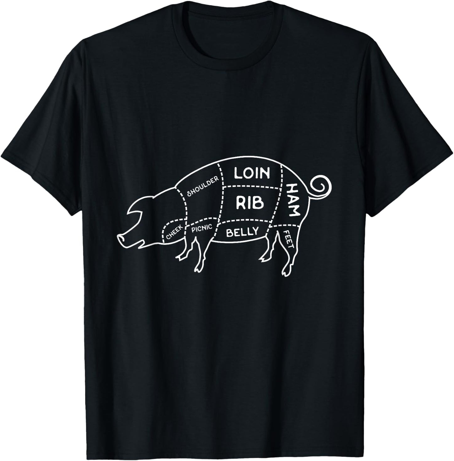 Pork Pig Meat Butcher Cut Chart T-Shirt - T-Shirt | Black
