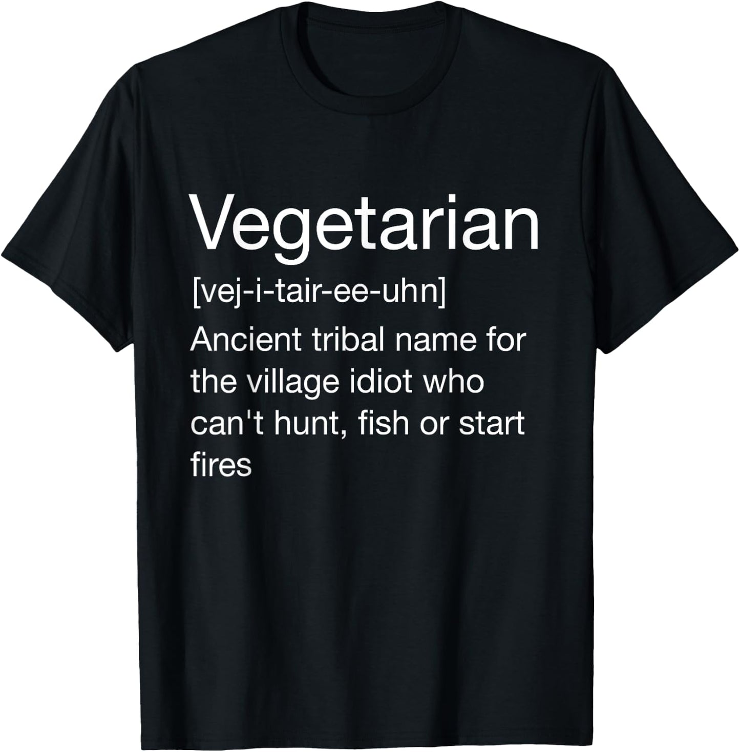 Sarcastic Vegetarian Definition - Funny Dictionary Black -Adults XS Regular Small US 21 inches 16.5 Round Neck Short Sleeve T-Shirt - T-Shirt | Black