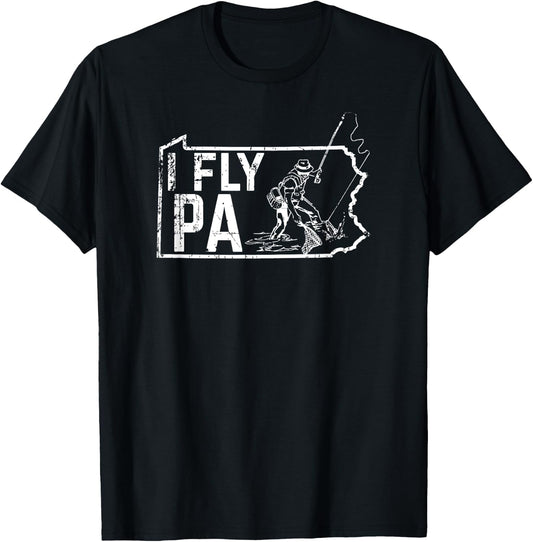 Pennsylvania Fly Fishing Fisherman T-Shirt - T-Shirt | Black