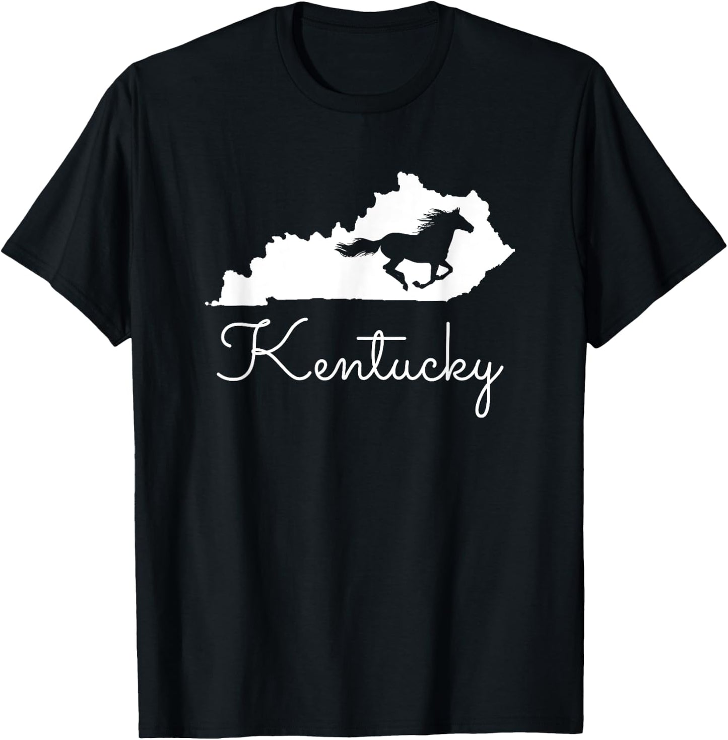 Kentucky Horse Map State T-Shirt - T-Shirt | Black