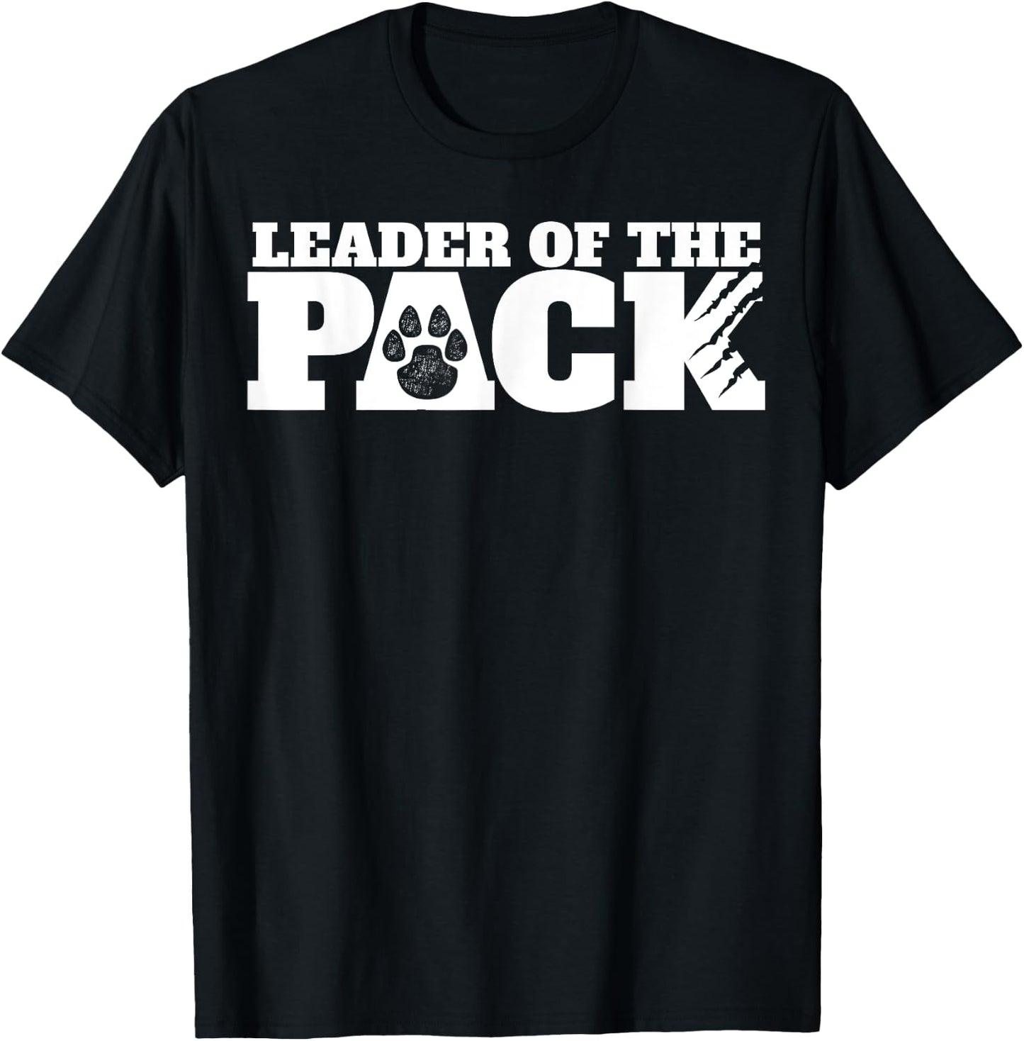 Wolf Pack Gift | Leader of The Pack Paw Print T-Shirt - T-Shirt | Black