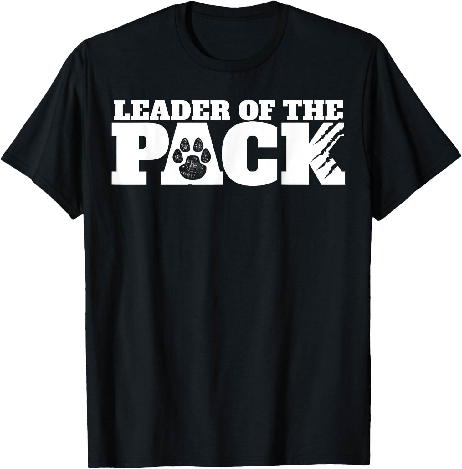 Wolf Pack Gift | Leader of The Pack Paw Print T-Shirt - T-Shirt | Black