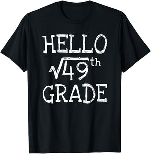 Back to school 7th Grade Square Root of 49 math kids teacher T-Shirt - T-Shirt | Black