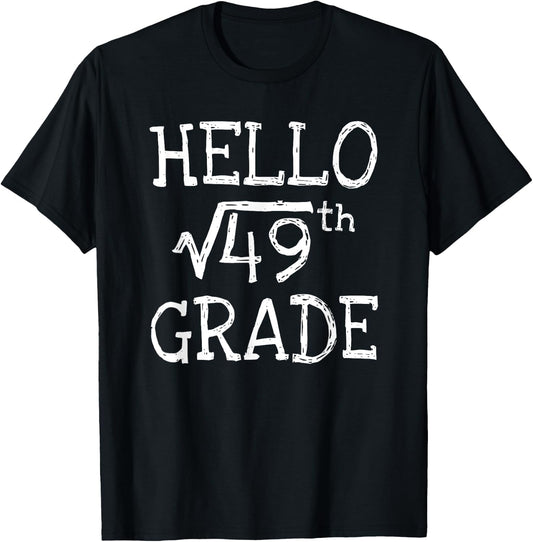 Back to school 7th Grade Square Root of 49 math kids teacher T-Shirt - T-Shirt | Black