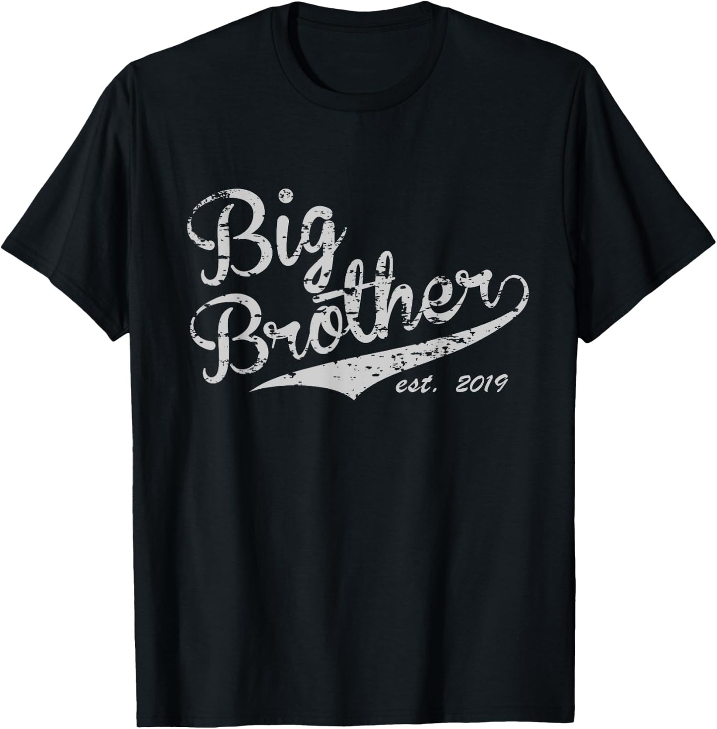 Big Brother Est. 2019 Vintage Style - Adult & Youth Size T-Shirt - T-Shirt | Black