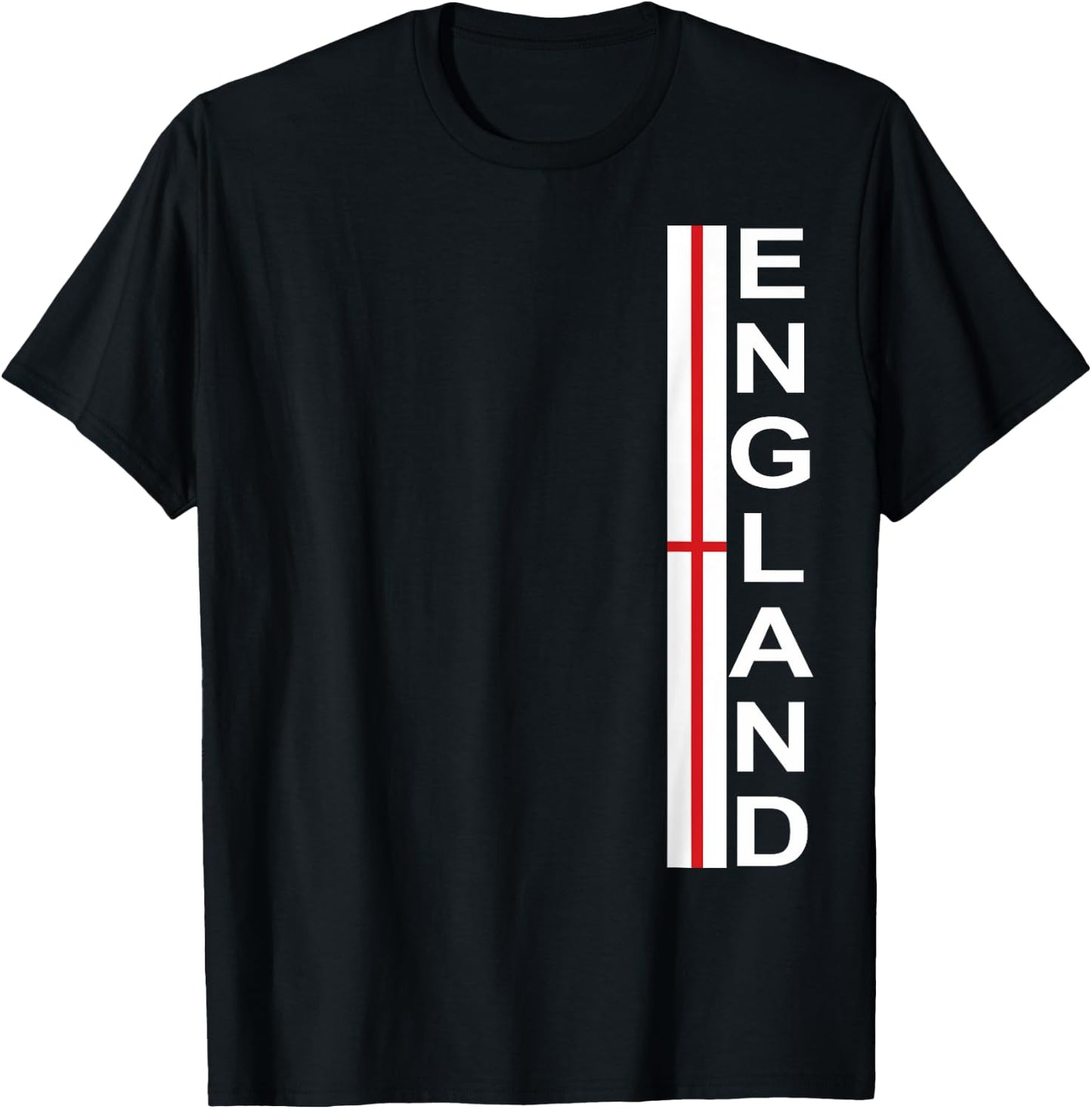 England Vertical Text and English Flag T-Shirt - T-Shirt | Black