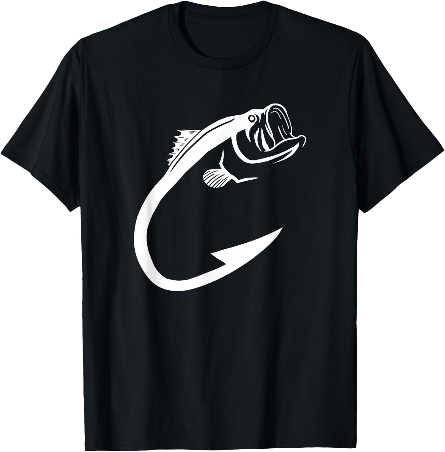 Fish Hook Minimal Art Cool Fishing Lover Art Lover Gift T-Shirt - T-Shirt | Black