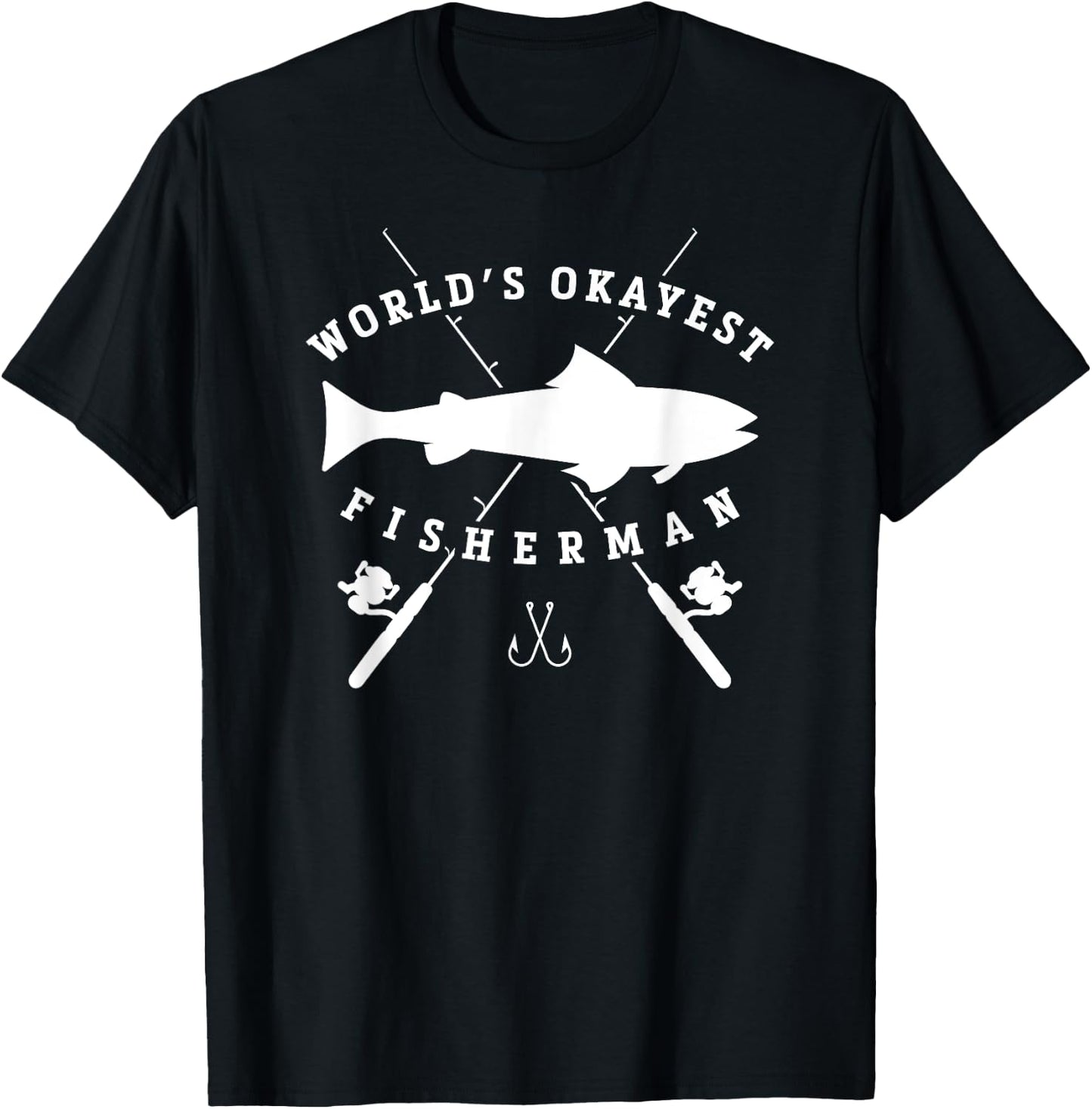 Worlds Okayest Fisherman Retirement T Shirt Fishing T-Shirt - T-Shirt | Black