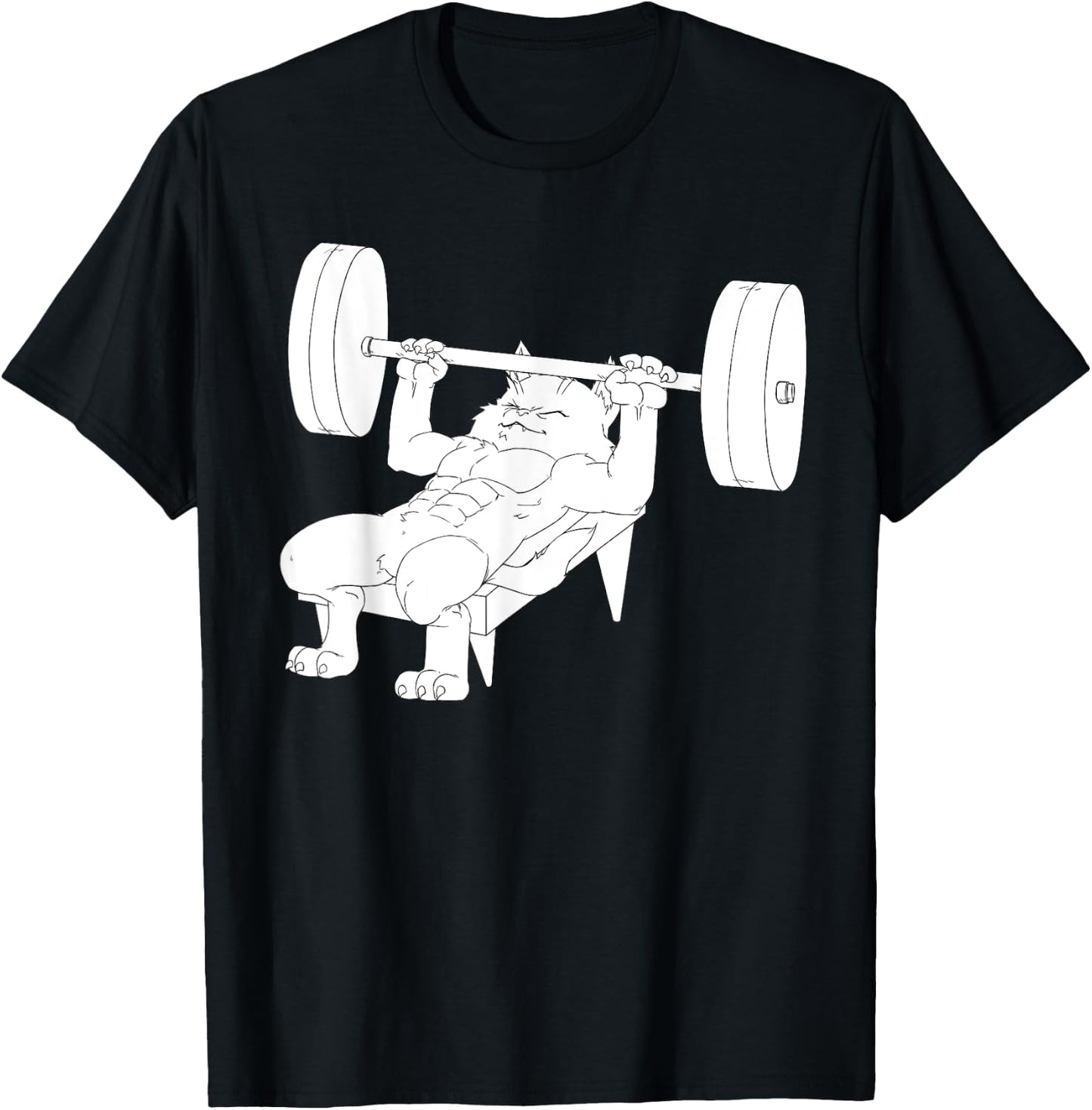 Cat Bench Press Powerlifting Women T-Shirt - T-Shirt | Black