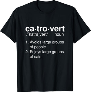 Catrovert Definition Introvert Cat Kitten Lover Funny Pet Men Women T-Shirt - T-Shirt | Black