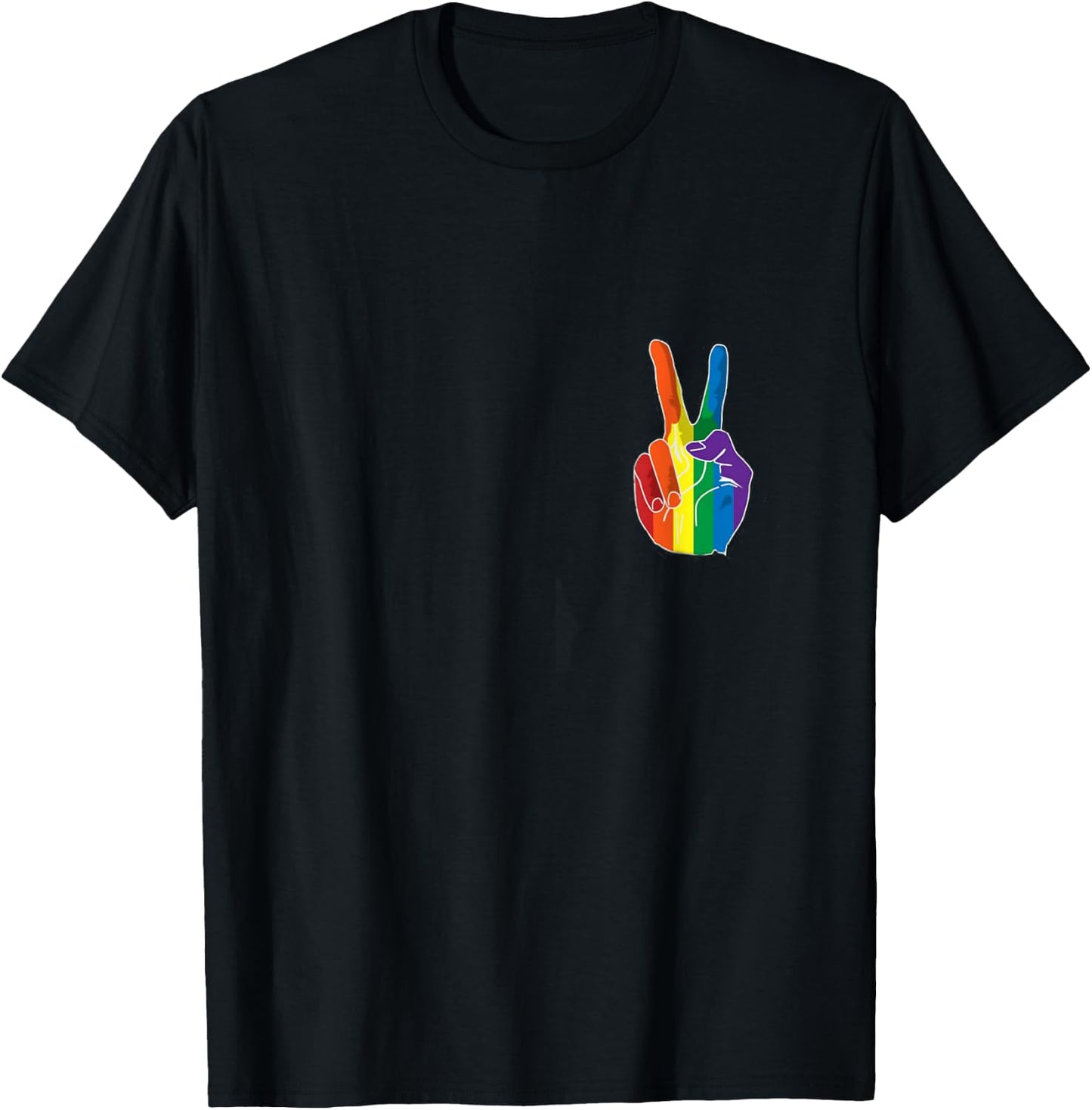 Pride Peace Sign Rainbow T-Shirt - T-Shirt | Black
