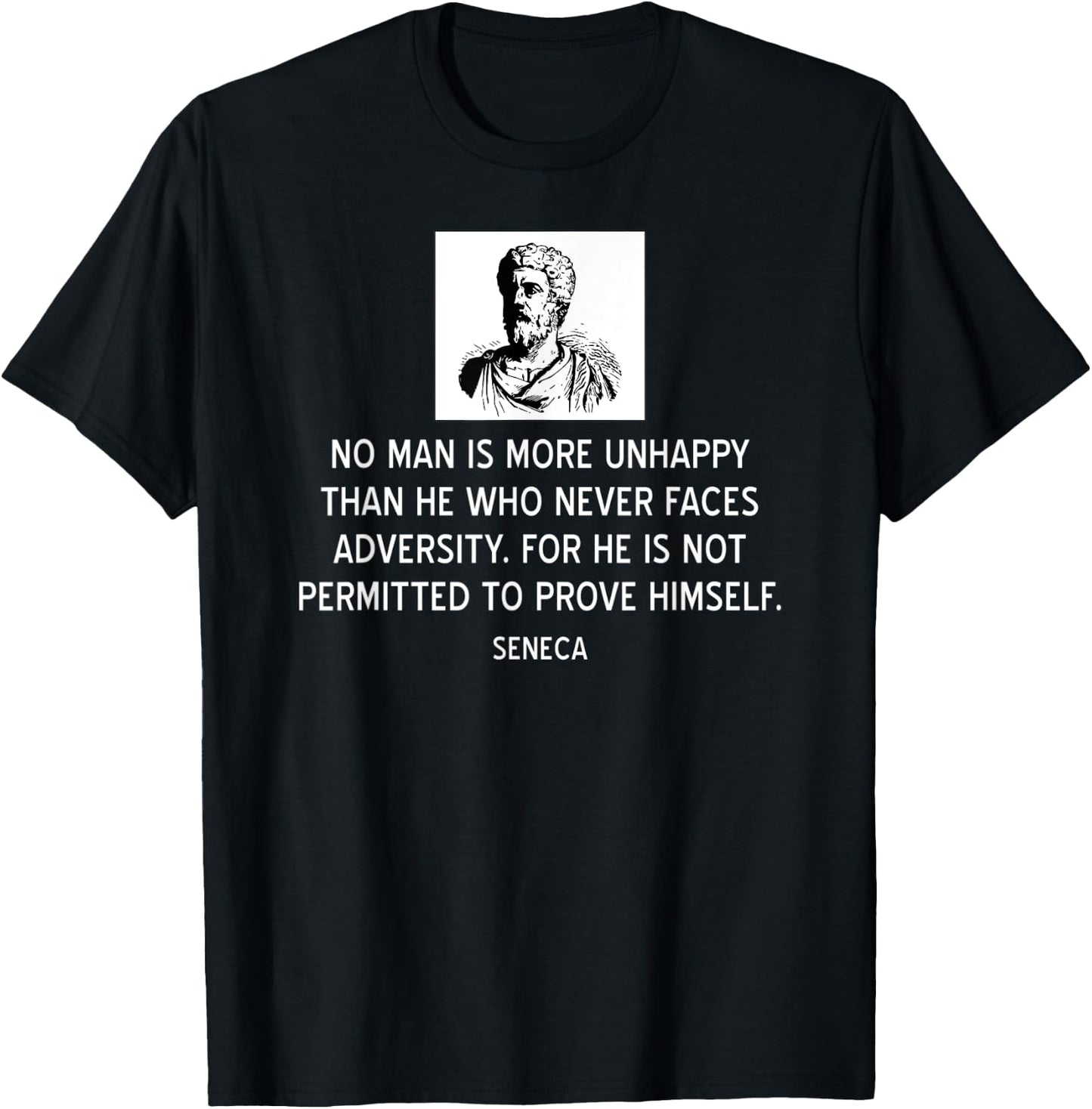 Inspiring Stoic Quote on Adversity by Seneca T-Shirt - T-Shirt | Black
