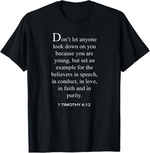 1 Timothy 4:12 Bible Verse Christian T-Shirt - T-Shirt | Black