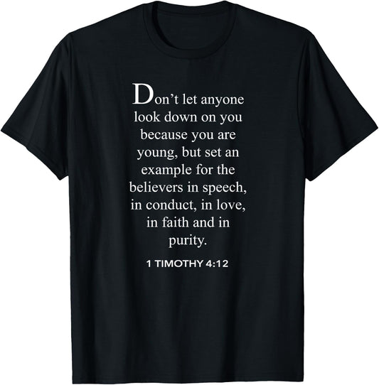 1 Timothy 4:12 Bible Verse Christian T-Shirt - T-Shirt | Black