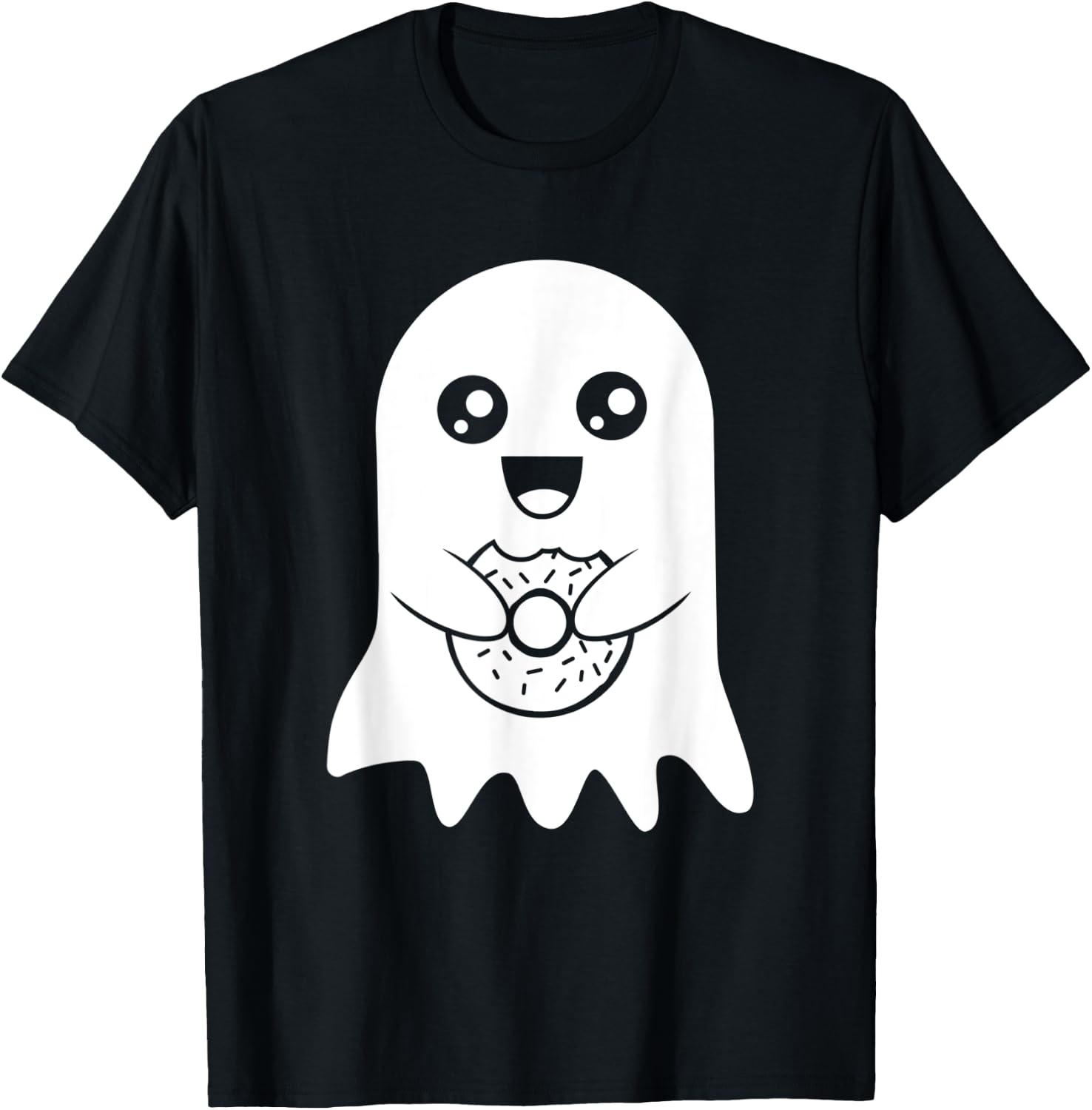 Cute Ghost Funny Donut Halloween Costume Boys Girls Gift T-Shirt - T-Shirt | Black