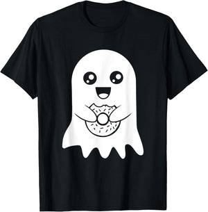 Cute Ghost Funny Donut Halloween Costume Boys Girls Gift T-Shirt - T-Shirt | Black