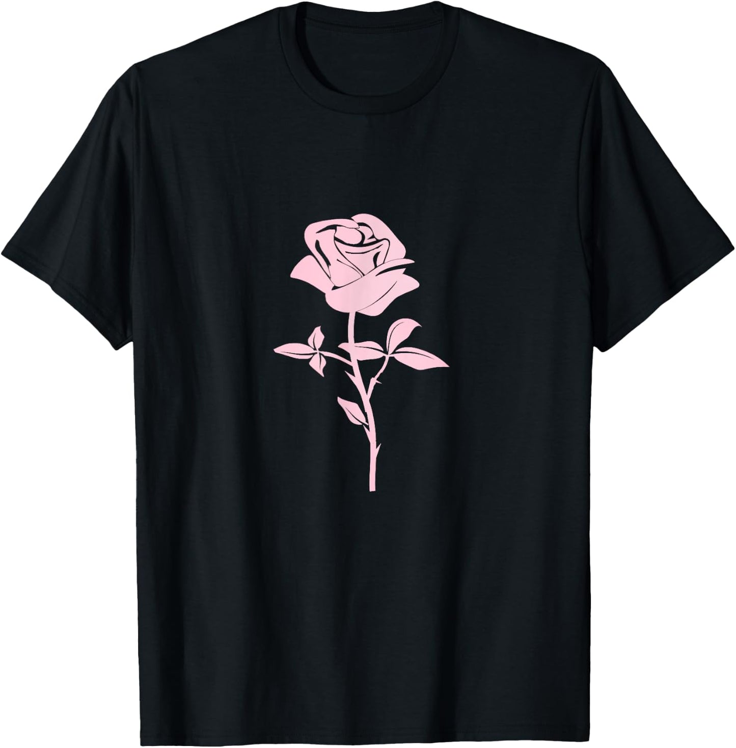 Pink Rose Flower T-Shirt - T-Shirt | Black