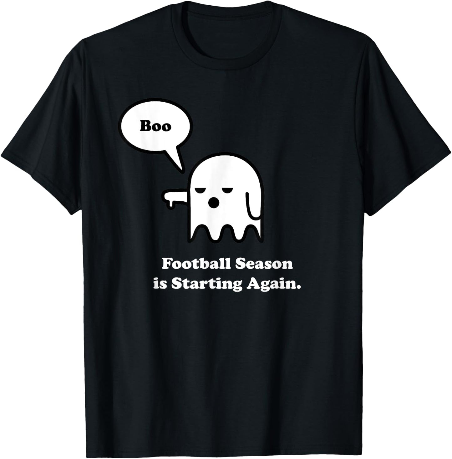 I Hate Football Shirt, Funny Halloween Ghost Boo T-Shirt - T-Shirt | Black