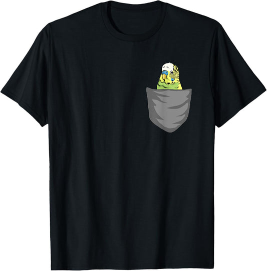 Funny Budgie for a Budgie Lover Budgie Pocket Shirt T-Shirt - T-Shirt | Black