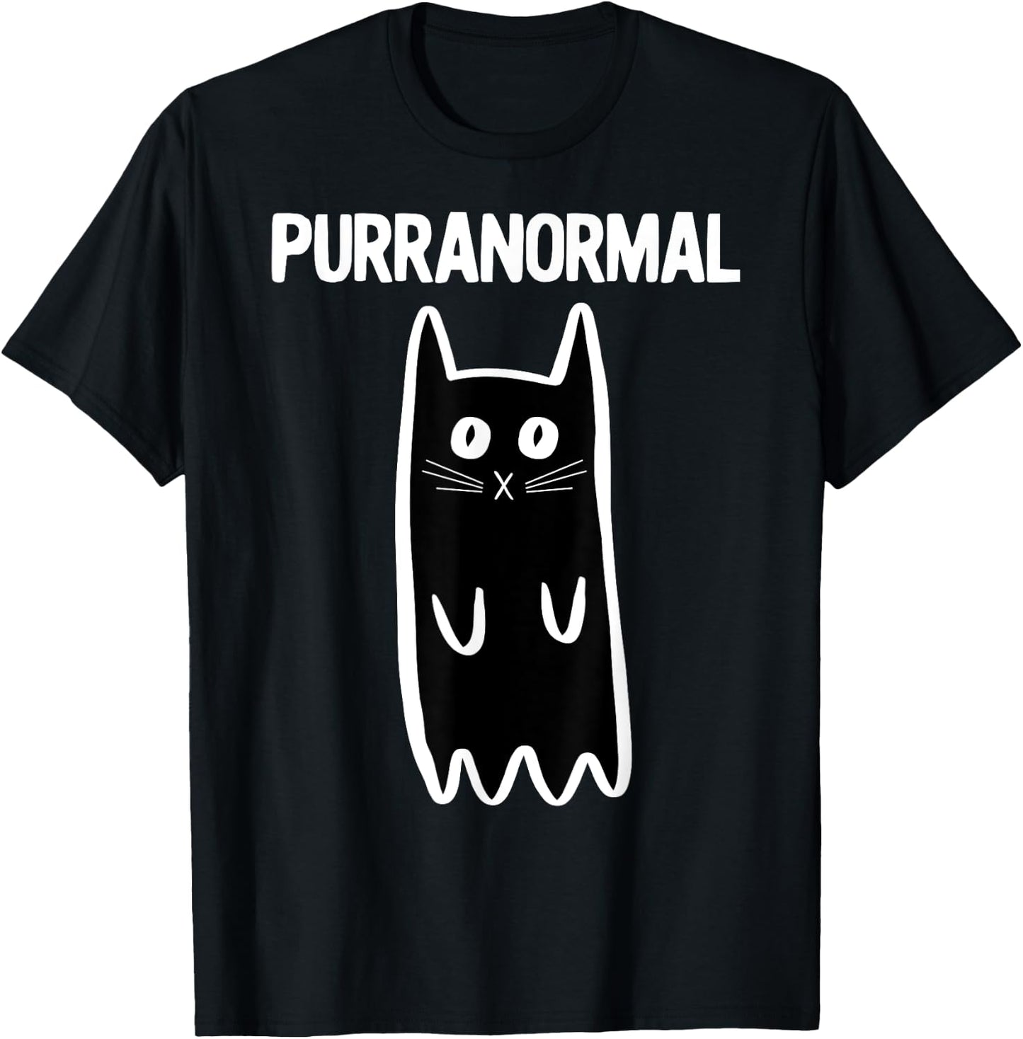 Purranormal Ghost Cat Shirt Paranormal Halloween Kitty Cat T-Shirt - T-Shirt | Black