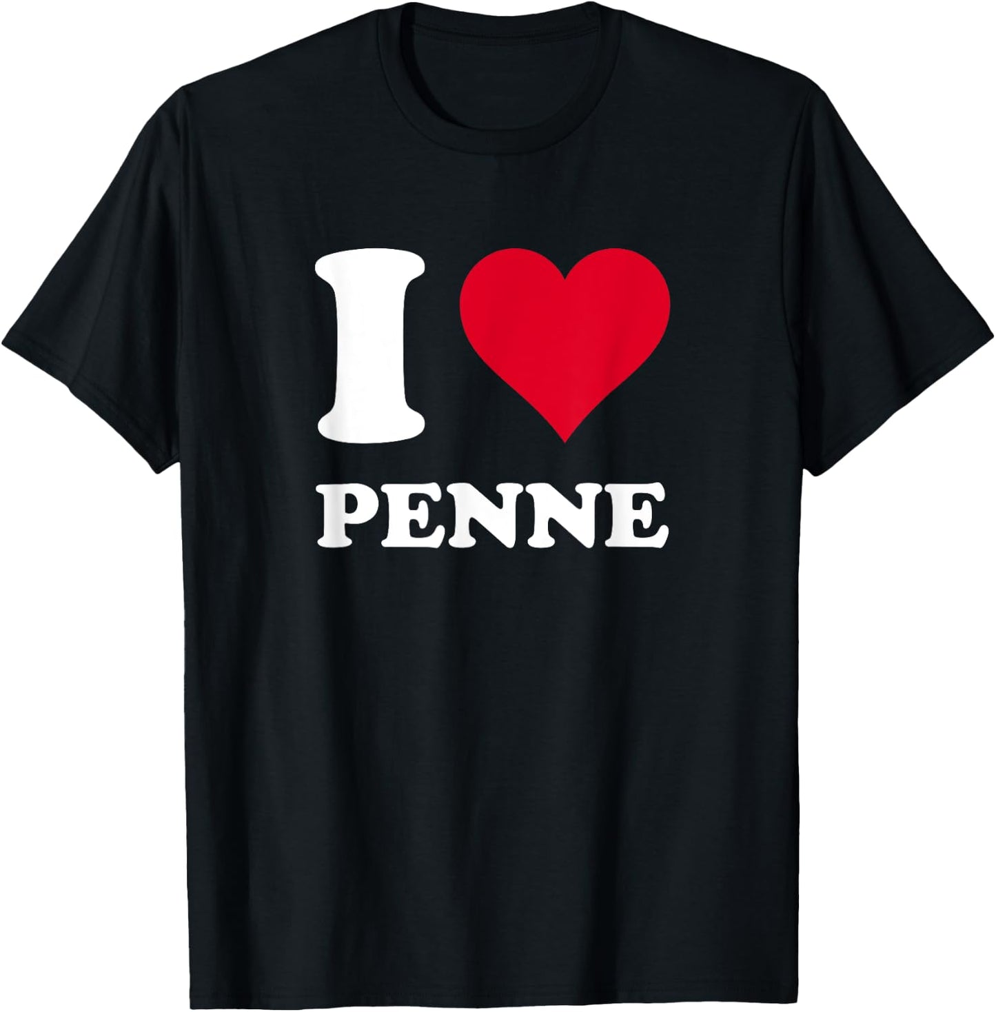 Red Heart I Love Penne T-Shirt - T-Shirt | Black