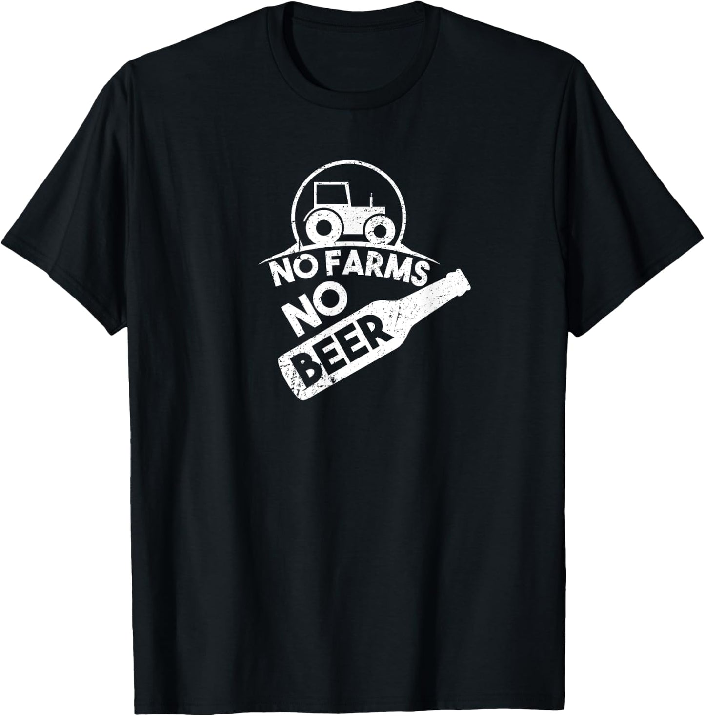 No Farms No Beer Funny Farm Shirt - Beer Shirt T-Shirt - T-Shirt | Black