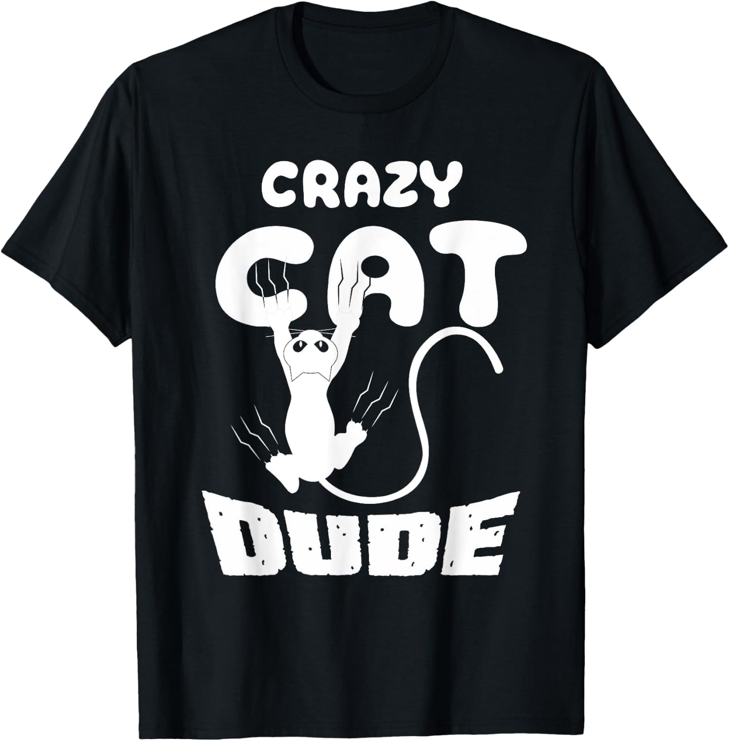 Crazy Cat Dude T Shirt funny Kitty T-Shirt - T-Shirt | Black