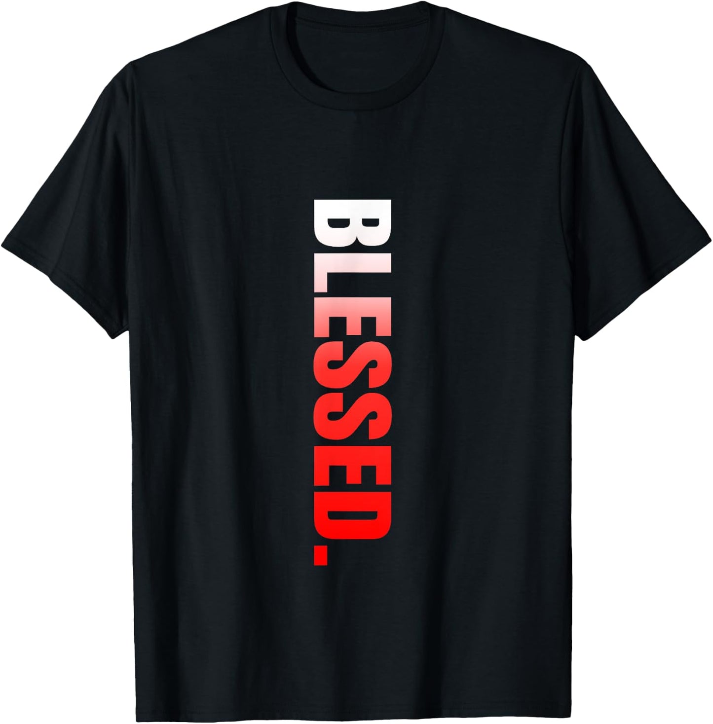Red Blessed. Vertical Red Color Graphic T-Shirt - T-Shirt | Black