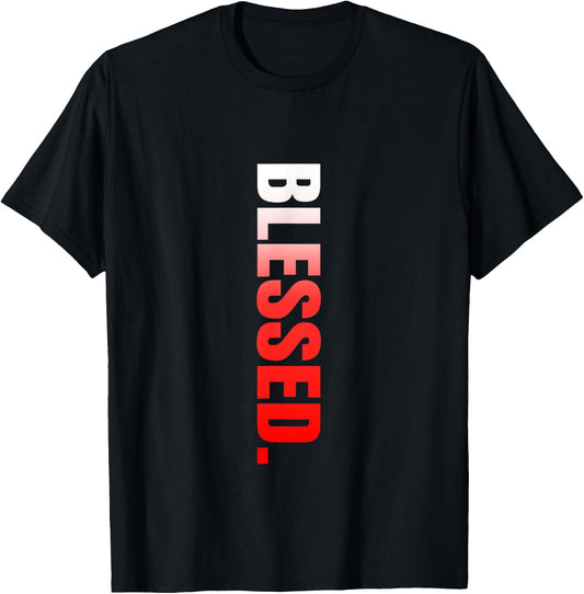 Red Blessed. Vertical Red Color Graphic T-Shirt - T-Shirt | Black