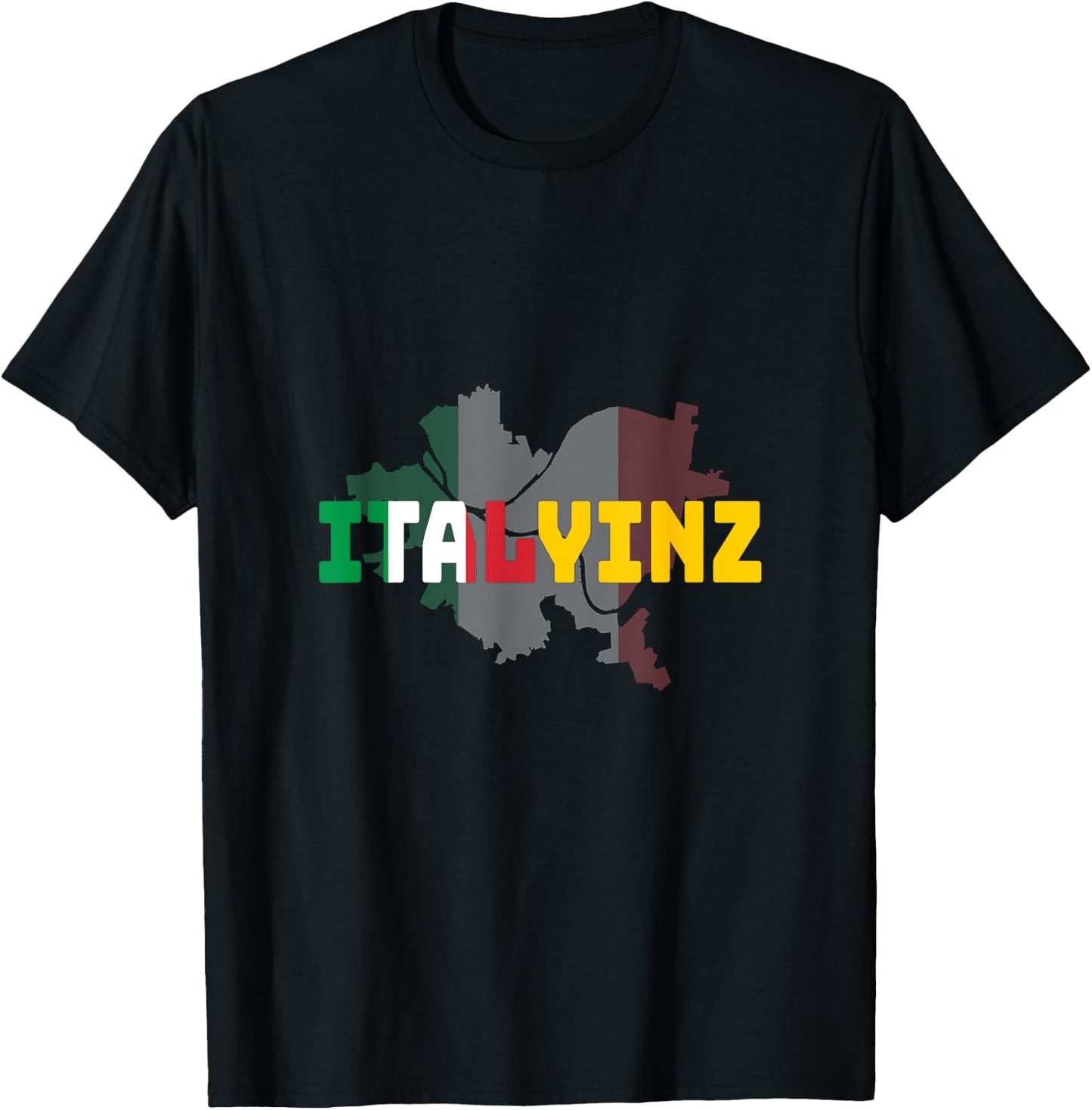 ITALYINZ Pittsburgh Black and Gold Italian Flag T-Shirt - T-Shirt | Black